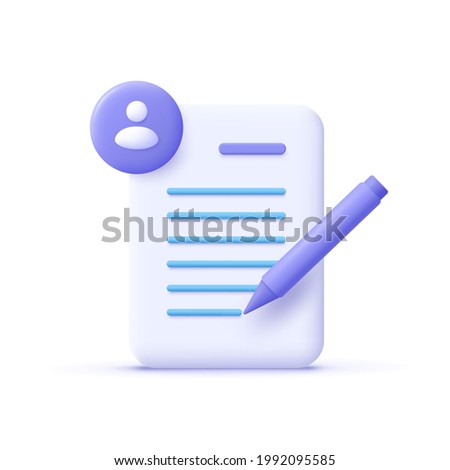 Copywriting, writing icon. Document and pencil. Creative writing and storytelling, education concept. Writing education concept. 3d vector illustration. 