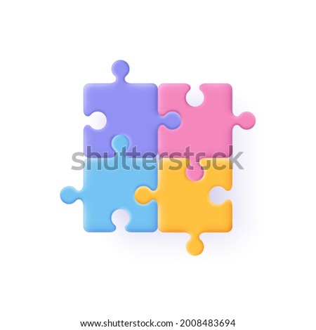Puzzle, jigsaw, incomplete data concept. Puzzle pieces icon. 3d vector illustration.