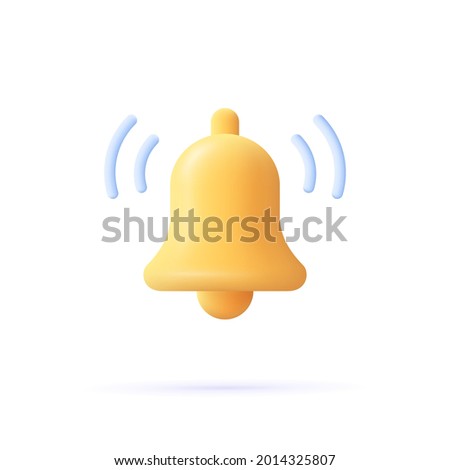 Notification message bell icon alert and alarm icon. 3d vector illustration.
