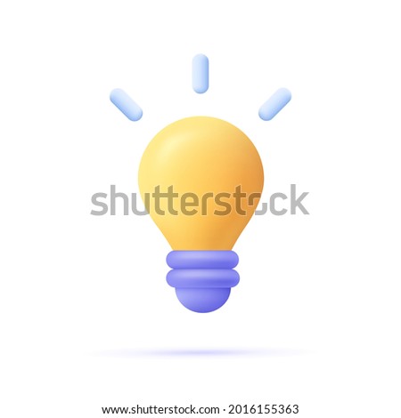 3d cartoon style minimal yellow light bulb icon. Idea, solution, business, strategy concept.  Imagine de stoc © 