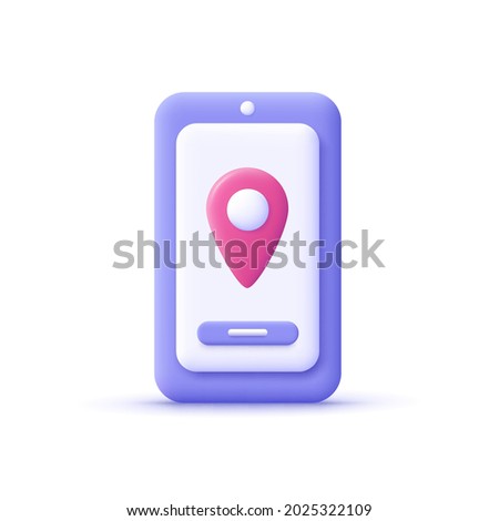 3d cartoon style minimal city map navigation smartphone icon. mobile app interface, geolocation, concept.