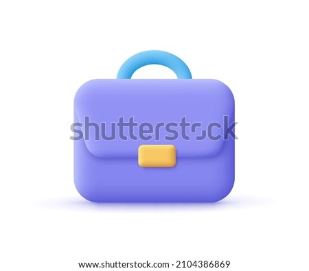 Businessman briefcase or schoolbag. Education, learning, business, finance concept. 3d vector icon. Cartoon minimal style.