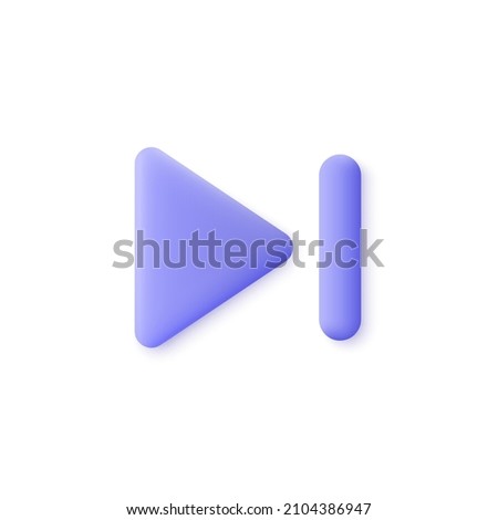 Skip to the end, next, music player button. 3d vector icon. Cartoon minimal style.