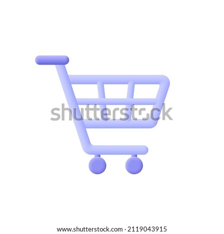 Shopping cart. 3d vector icon. Cartoon minimal style.