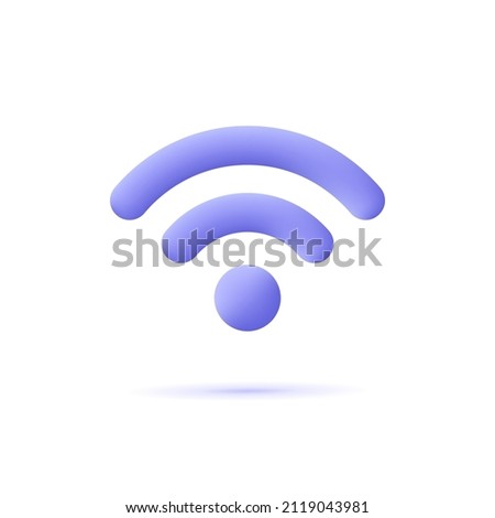 Wifi signal, connection and network symbol. 3d vector icon. Cartoon minimal style.