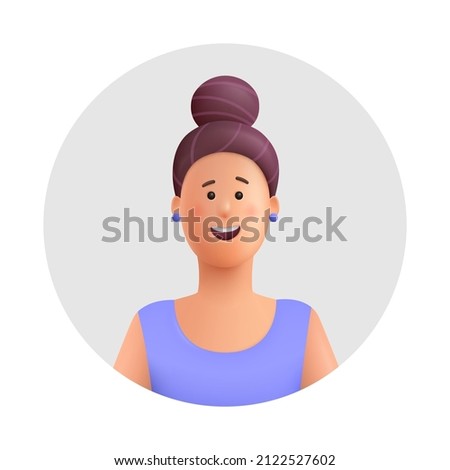 Young smiling woman Ann avatar. 3d vector people character illustration. Cartoon minimal style.