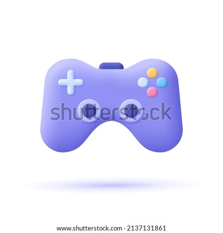 Joystick gamepad, game console or game controller. Computer gaming. 3d vector icon. Cartoon minimal style.