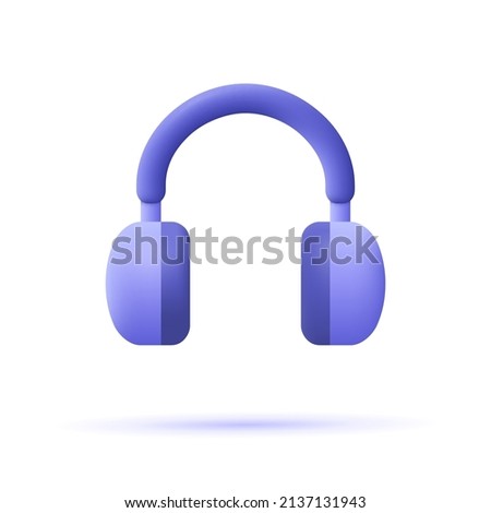 Wireless headphones,  over-ear headphones. Audio gadget, listening audio electronic device. 3d vector icon. Cartoon minimal style.