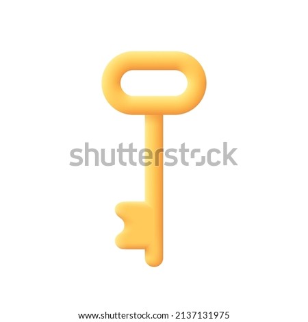 Key. Protection, security, real estate concept. 3d vector icon. Cartoon minimal style.