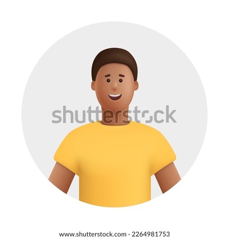 Young smiling african man avatar. 3d vector people character illustration. Cartoon minimal style.