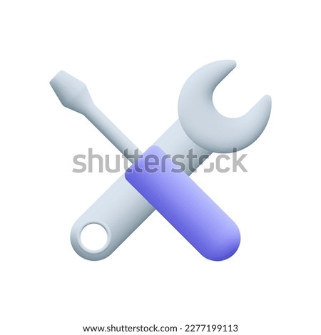 Repair tools with wrench and screwdriver. Fix and repair concept. 3d vector icon. Cartoon minimal style.