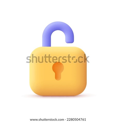 Padlock, lock. Security, safety, encryption, protection, privacy concept. 3d vector icon. Cartoon minimal style.