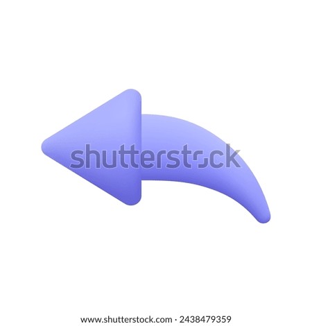 Curved arrow, turn or share arrow. 3d vector icon. Cartoon minimal style.