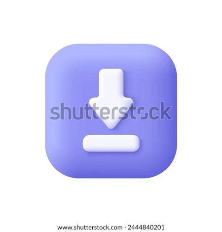 Download or upload arrow on button. Internet data, cloud technology and computer interface concept. 3d vector icon. Cartoon minimal style.