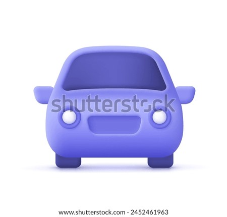 Car model. Front view. Transport, sport and race concept. 3d vector icon. Cartoon minimal style.