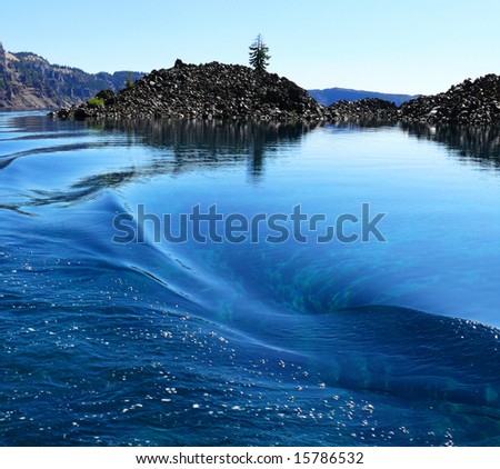 Crystalline waters with boat wake