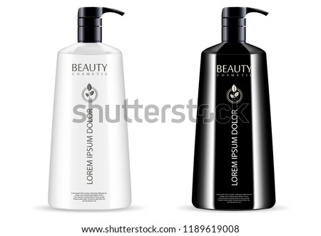 Similar – Image, Stock Photo Cosmetic pump dispenser bottle filled with green liquid on white, Palm leaf hard shadows