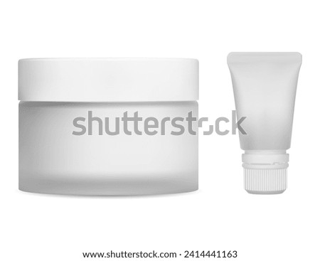 Similar – Image, Stock Photo Cosmetic jar with a lid on white close up, mockup. Everyday skincare routine