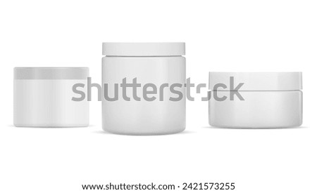 Similar – Image, Stock Photo Cosmetic jar with a lid on white close up, mockup. Everyday skincare routine