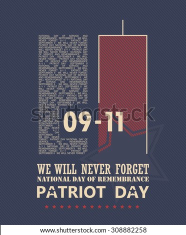 Patriot day vector poster. September 11.