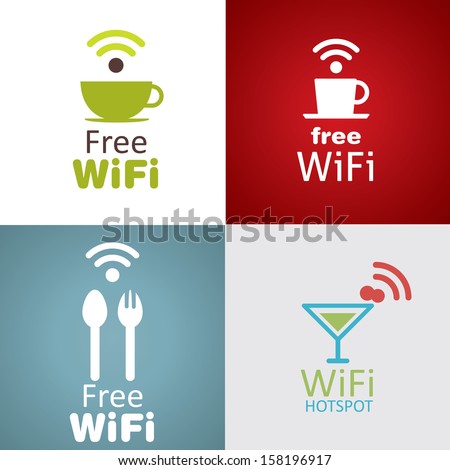 Wifi cafe icon set