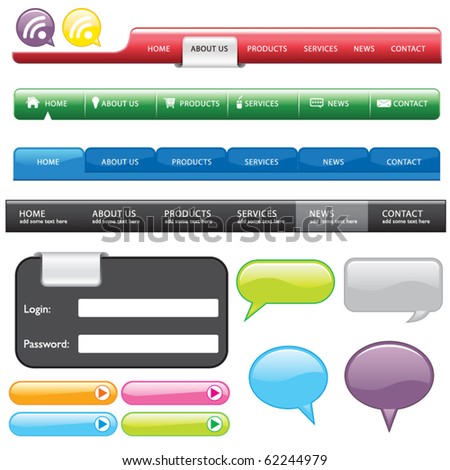 Vector Website Button and Form and bubble