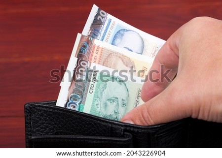 Bulgarian money - lev in the black wallet Photo stock © 
