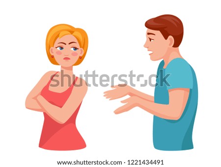 spouses swear. The woman is offended, the man is justified. Husband and wife sort things out. husband and wife quarrel.