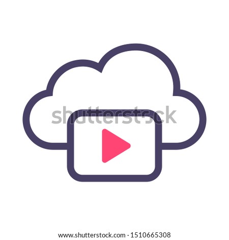 Cloud Media vector icon. Video icon. Vector icon of video cloud, on white background. Vector illustration, EPS10.