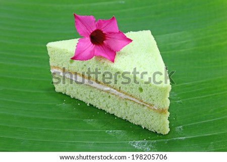 green chiffon cake on leaf