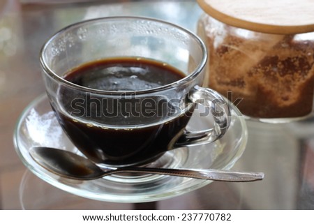 Black coffee in clear cup