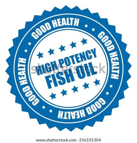 blue high potency fish oil good health sticker, badge, icon, stamp, label isolated on white