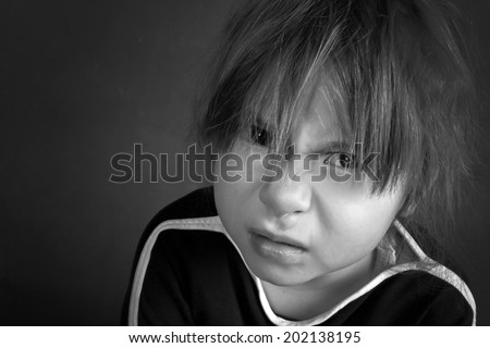 Angry Child Studio Portrait, Monochrome Stock Photo 202138195 ...