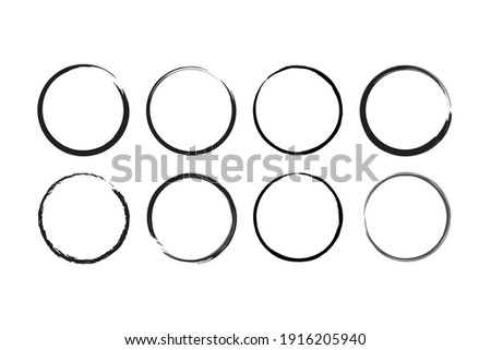 Modern abstract icon with black brush circles. grunge circles. Brush circles. ink circles. vector illustration. Watercolor texture. The background is isolated. Abstract vector background.