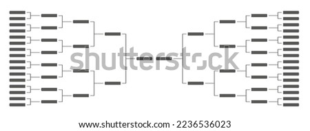 Templates two of vector tournament brackets for 32 teams. Blank bracket template. Championship bracket schedule for basketball , football or baseball.