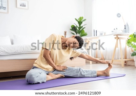 Similar – Image, Stock Photo Sportswoman doing exercise with dumbbells