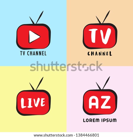 Youtube, Instagram, Live Streaming, Online Television, Web TV, Simple, Alphabetic, Pictorial, Cartoon Concept with play button, Red, Black, Colorful Background, TV Channel Logo Design Template