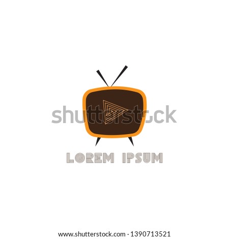Brown Classic Television With Retro Play Button suitable fot TV Channel Logo, T Shirt Graphic etc