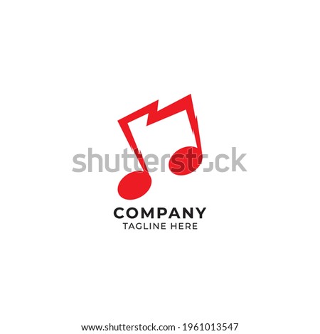 Red thorny musical note vector illustration. Beamed Eight Notes symbol with thunder logo concept. Isolated on white background.