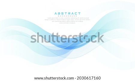 Green turquoise and bright blue gradient abstract wave lines banner on white background. Modern simple flowing wave creative design. Suit for cover, poster, website, brochure, banner, presentation
