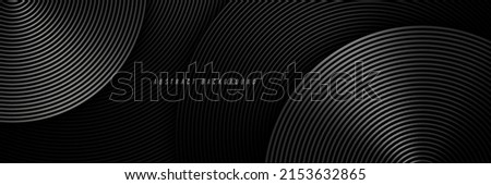 Abstract black background with circle lines pattern. Black metal lines texture. Modern shiny black and gray gradient lines creative design. Suit for wallpaper, backdrop, banner, poster.