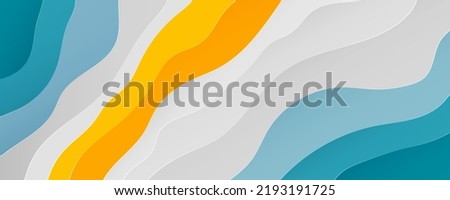Abstract dynamic wave background with shadow. Modern vibrant colors fluid pattern. Paper cut wave shapes. Paper style. Suit for cover, wallpaper, banner, desktop, poster. Vector illustration