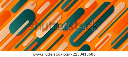 Abstract rounded diagonal stripe pattern on orange background. Modern overlap rounded diagonal geometric shapes. Suit for cover, wallpaper, poster, banner, website, flyer. Vector illustration