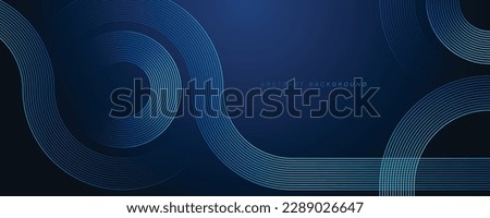 Dark abstract background with blue glowing circle lines. Geometric stripe line art design. Modern shiny blue lines. Futuristic technology concept. Space for your text. Vector illustration