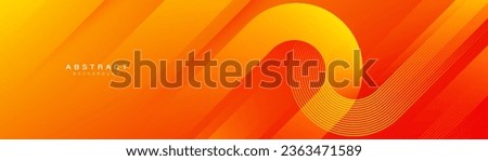 Orange abstract background with geometric shape. Modern gradient diagonal rounded lines. Dynamic shapes. Minimal geometric. Futuristic concept. Horizontal banner template. Vector illustration