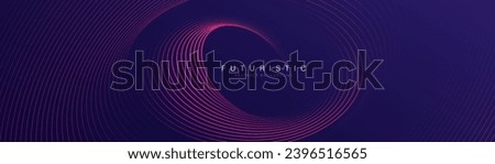 Abstract dark blue modern futuristic banner background. Glowing pink oval lines pattern design. Swirl ellipse lines element. Circular motion. Suit for banner, brochure, cover, flyer, website