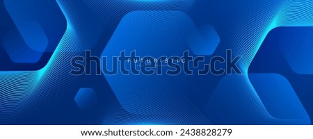 Modern abstract blue background with glowing geometric lines. Blue gradient hexagon shape design. Futuristic technology concept. Suit for banner, brochure, science, website, corporate, poster, cover