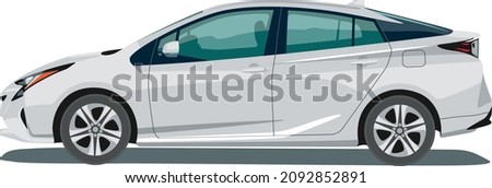 vector illustration of hybrid car isolated on white