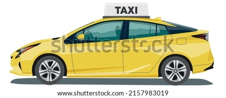 popular hybrid taxi car isolated on white background. Realistic taxi cab vector mock up for advertising, corporate identity. City vehicle branding mockup. Easy to edit and recolor. Side view