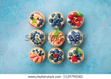 Similar – Image, Stock Photo Strawberry cake with mixed flour